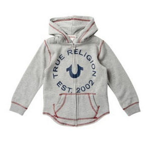 NWT TRUE RELIGION gray front zip hoodie boys sz 5
